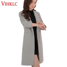 VIHKLC женские зимние куртки и пальто с одной пуговицей элегантные теплые женские шерстяные пальто плотные Длинные Большие размеры женские пальто куртки
