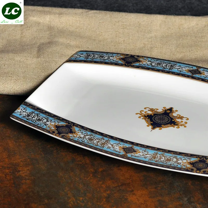 

12 inch Fish Plate Ceramic Plate Large Plate Rectangular Bone China Dish 1 pc Tray Tableware Luxury Dish Dinnerware