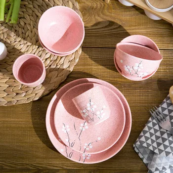 

Ceramic bowls dishes cups utensils set creative home-style retro ceramic bowls and plates