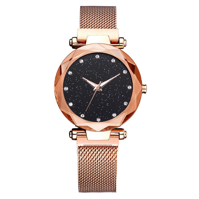 Reloj de lujo para mujer, relojes finos a moda para reloj pulsera de oro rosa para mujer, reloj de cuarzo de diamante resistente al agua D FF|Relojes de mujer| -