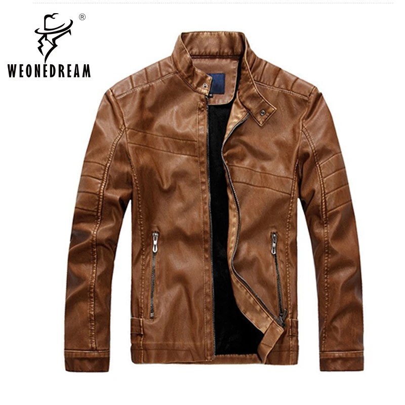 2018 New Mens Winter Thickness Leather Jackets Mens British Mandarin