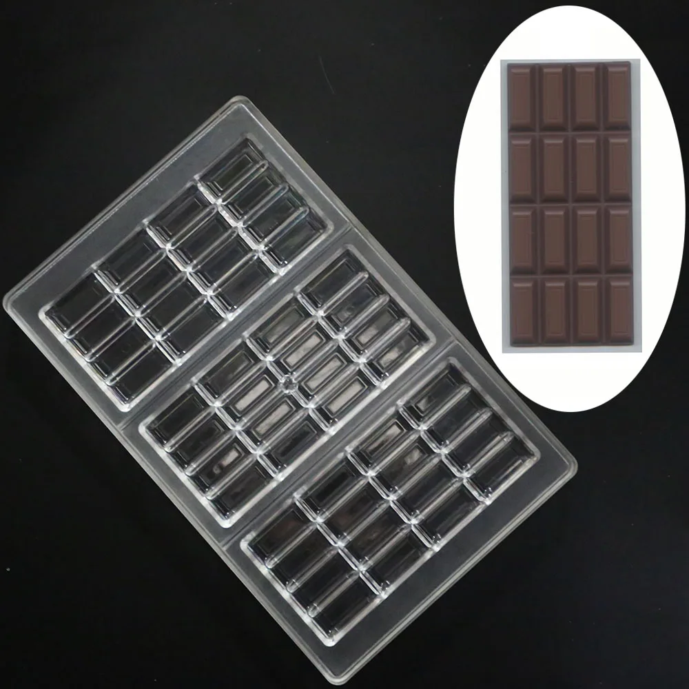 Grainrain 3 Cavity DIY Chocolate Bar Molds Clear Hard Plastic