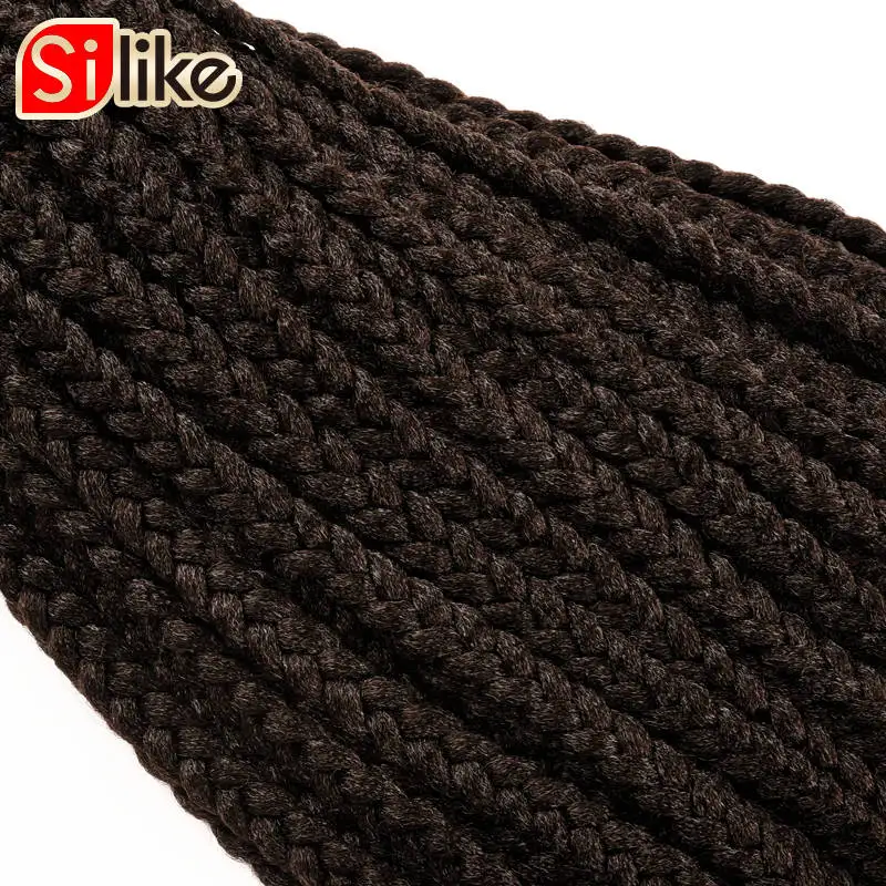 Silike 6Packs/lot Box Braids hair Crochet hair Extensions Brown Bug 12" 18" 22" 12Root/pack Synthetic Low Temperature Fiber