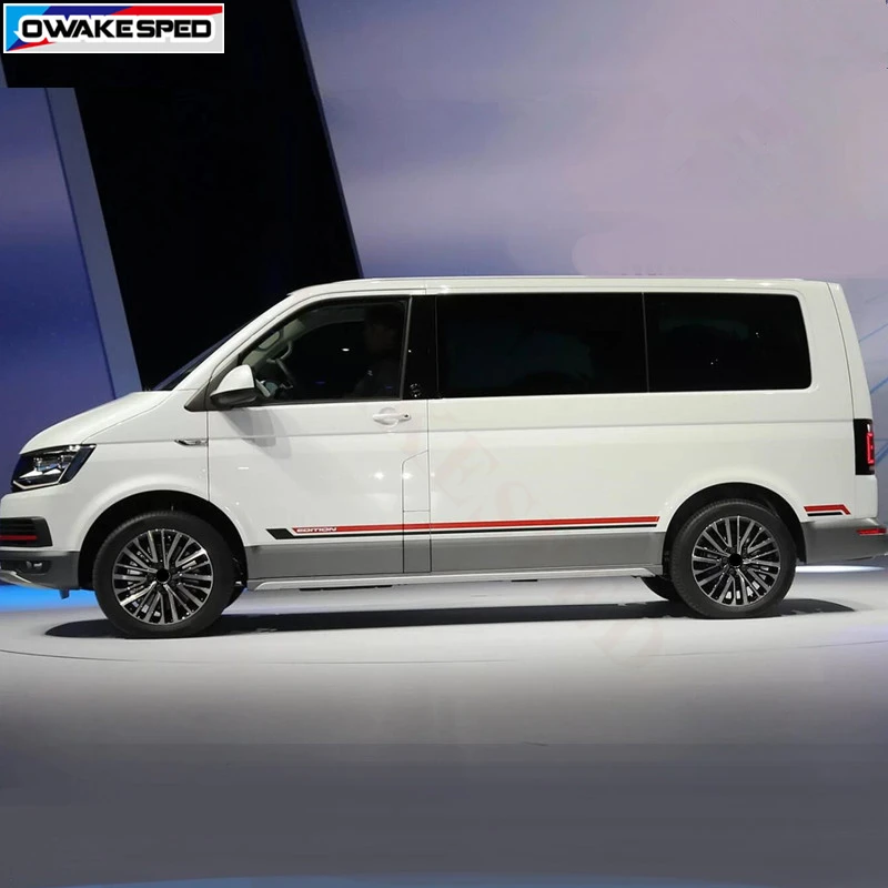 Для Volkswagen Multivan T5 T6 California Edition Авто Боковая юбка в полоску Автомобильная виниловая наклейка на заказ наклейки для украшения кузова автомобиля