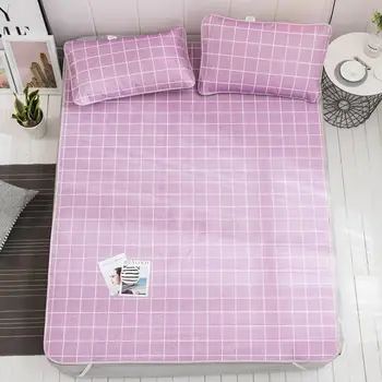 

2019 Ice Silk Seat Three-Piece Set 180X200cm Summer Cool Ice Silk Bed Supplies Set-Mat Mattress Topper Pad With 2 Pillow Covers