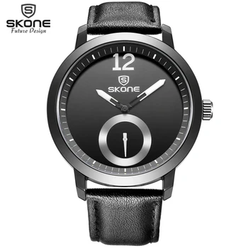 

Future Design SKONE Mens Brand Watches Leather Strap Quartz-watch Casual Watch Man Water Resistant Wristwatch relogio masculino
