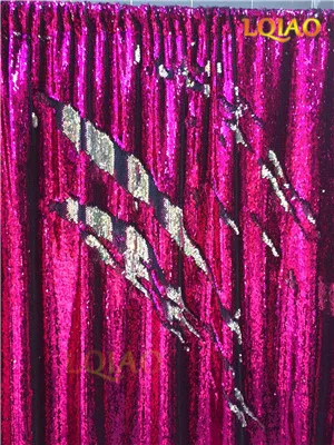 Двусторонний тканевый фон с русалочкой и двойными цветными блестками 8ftx8ft вечерние свадебные фоны для фотосъемки, шторы с блестками - Цвет: Fuchsia-Silver
