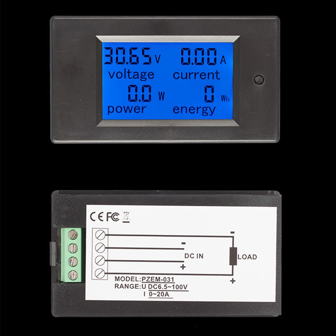 

Pro DC 6.5-100V 0-20A LCD Display Digital Current Voltage Power Energy Meter Multimeter Ammeter Voltmeter