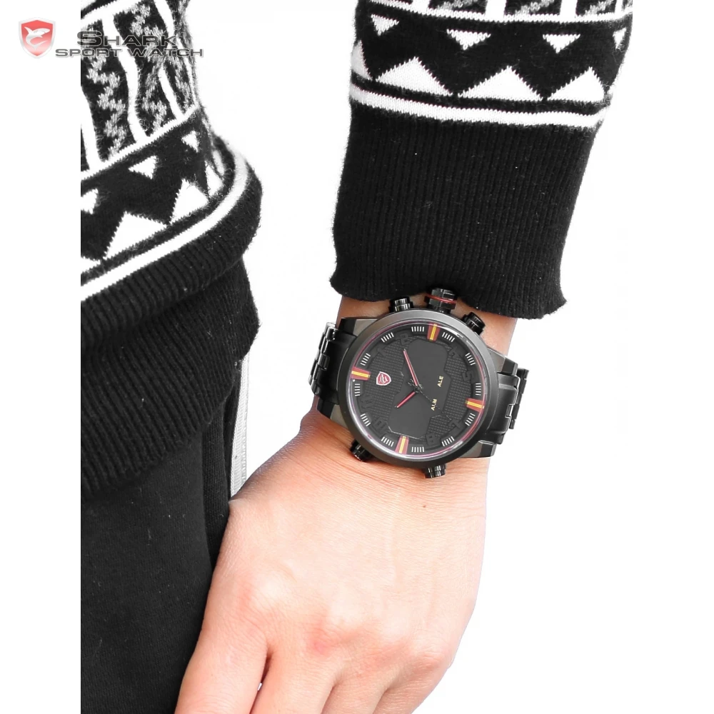 Sawback Angel SHARK спортивные часы двойной цифровой светодиодный Дата сталь Relogio Masculino
