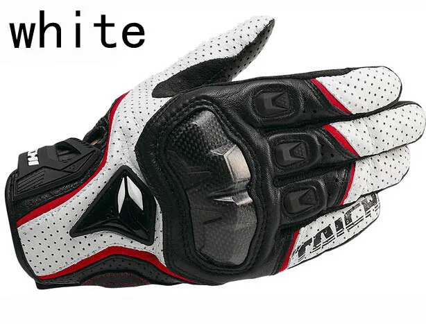 Новые перчатки RS 390, Кожаные Перчатки для мотоциклистов, гоночные кожаные перчатки, 3 цвета, 3 размера - Цвет: Белый