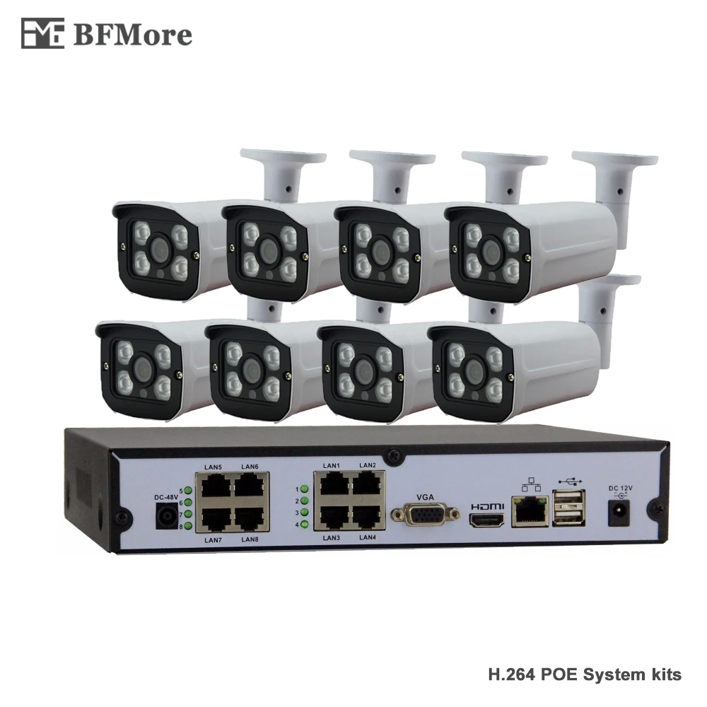 

BFMore SONY 323 1080P POE 8CH NVR Kit CCTV System IP Camera P2P IR IP66 Outdoor Weatherproof Security Surveillance house care