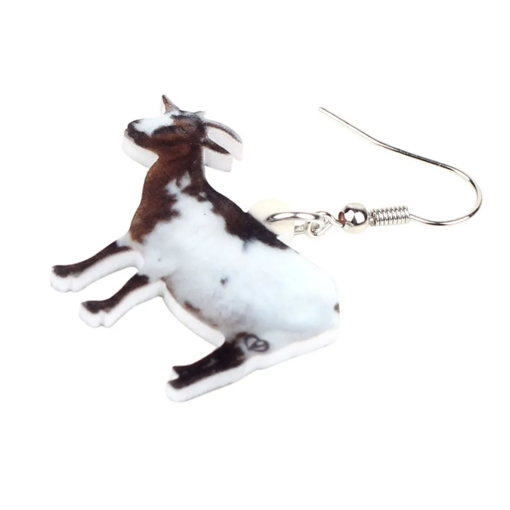 Bonsny Acrylic Black White Goat Earrings Drop Dangle Fashion Animal Pet Jewelry For Women Girls Teens Gift Party Accessories - Image 2