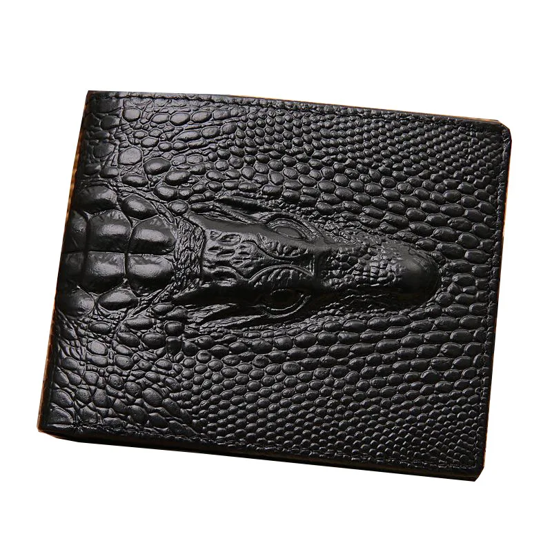 100% кожа натуральная бумажник Высокое качество Крокодил 3d кошелек Мужская мода кожаные мужские Женские Кошельки Бесплатная доставка