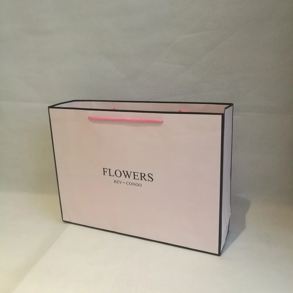 1000 шт/партия, многоразовые высококачественные роскошные бумажные пакеты для покупок с хлопковой ручкой для одежды