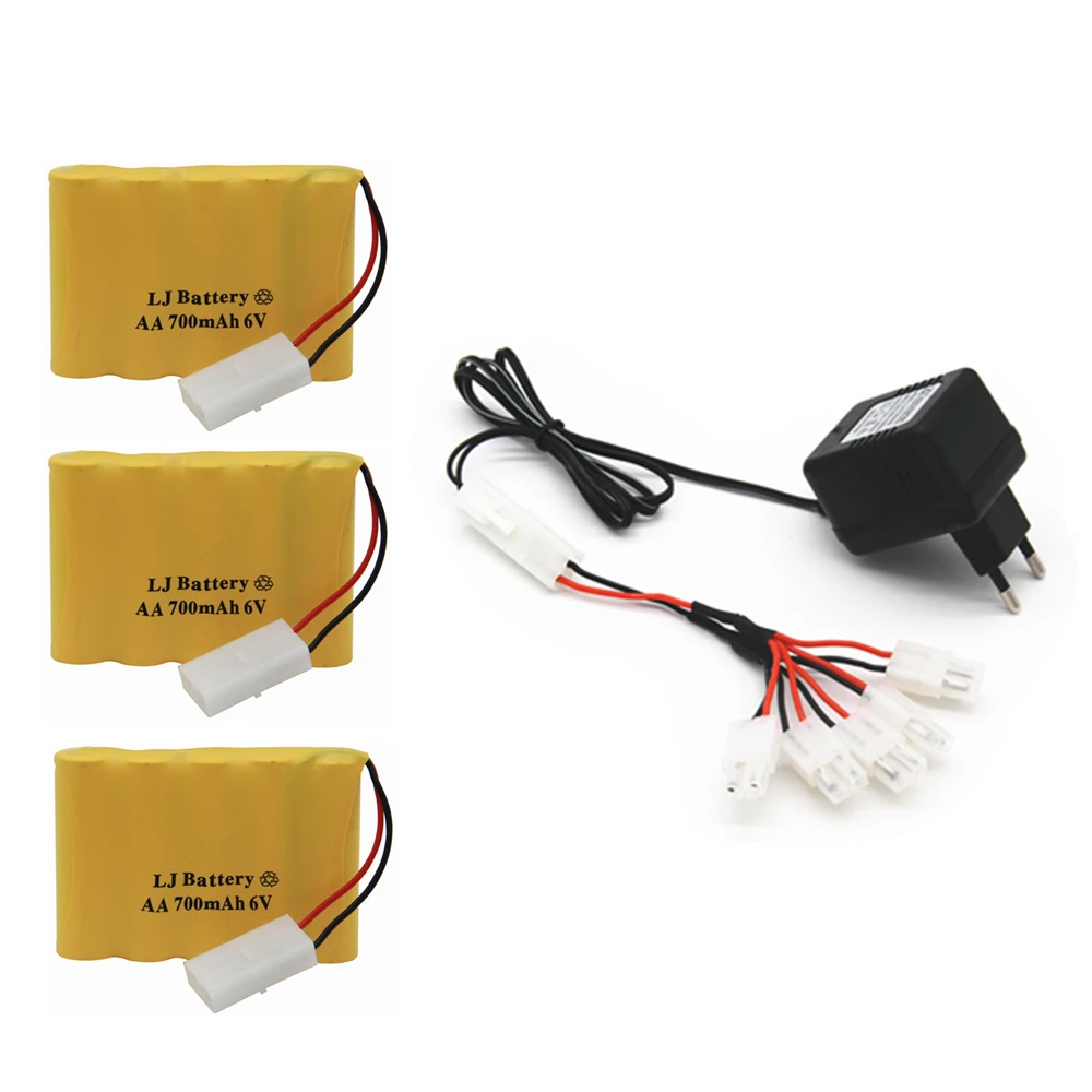 6 v 700 mah AA NI-CD аккумулятор с зарядным устройством большой емкости электрический игрушечный аккумулятор дистанционный автомобиль корабль Робот перезаряжаемый 6 v 700 mah - Цвет: 3pcs EU