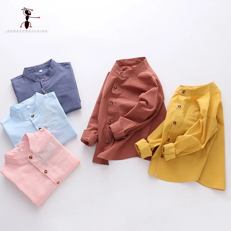 Kung Fu Ant 2019 Spring O-Collar Solid Color Casual 100%Cotton Boys Shirt Full Sleeve 24M School Baby Boy Shirt Kung Fu Ant 2019 Spring O-Collar Solid Color Casual 100%Cotton Boys Shirt Full Sleeve 24M School Baby Boy Shirt
