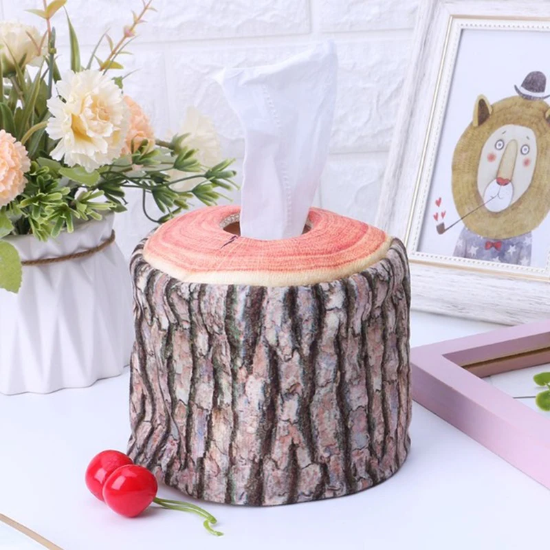 

New 1pcs Imitation Tree Bark Box Towel Napkin Case Card Holder Cover Fabric Box 13x11cm Home Kitchen Practical Decor Accessory
