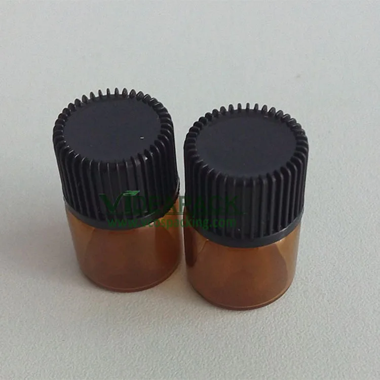 

50pcs 1ml amber glass essential oil bottle mini sample aromatherapy essential oil small container