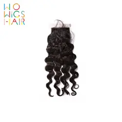 WoWigs волос глубокая волна шелк база синтетическое закрытие волос remy натуральный цвет 100% человеческие волосы бесплатная доставка
