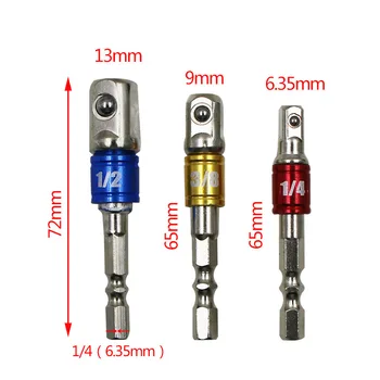

3 PCS/Set Color Seat Belt Beads Hexagonal Shank Square Head Socket Extension Bar Universal SleeveConnecting Rod Sleeve