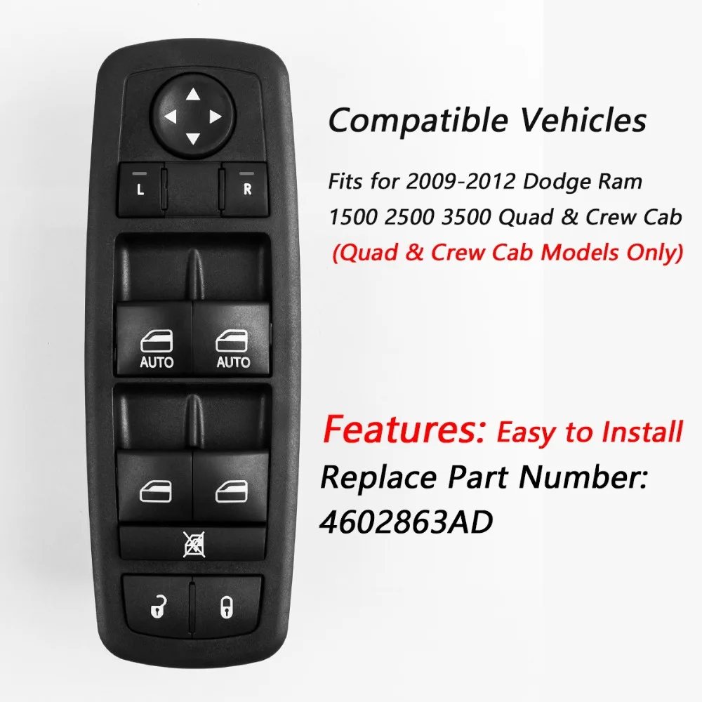YAOPEI 4602863AD Fits For Dodge Ram 2009-2012 Door Power Window Switch-Window Switch