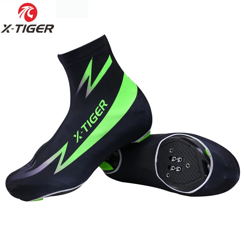 

X-TIGER Flour Green Cycling Shoe Cover Mans Women Mountain Bike Shoe Covers Cycling Zippered Bicycle Overshoes Sportwear