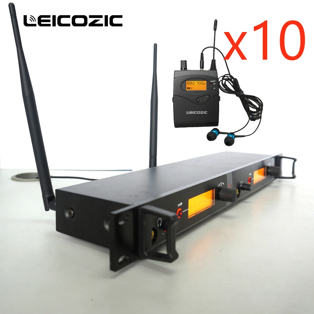 Leicozic 10 Receivers UHF Wireless In Ear Monitor System Professional