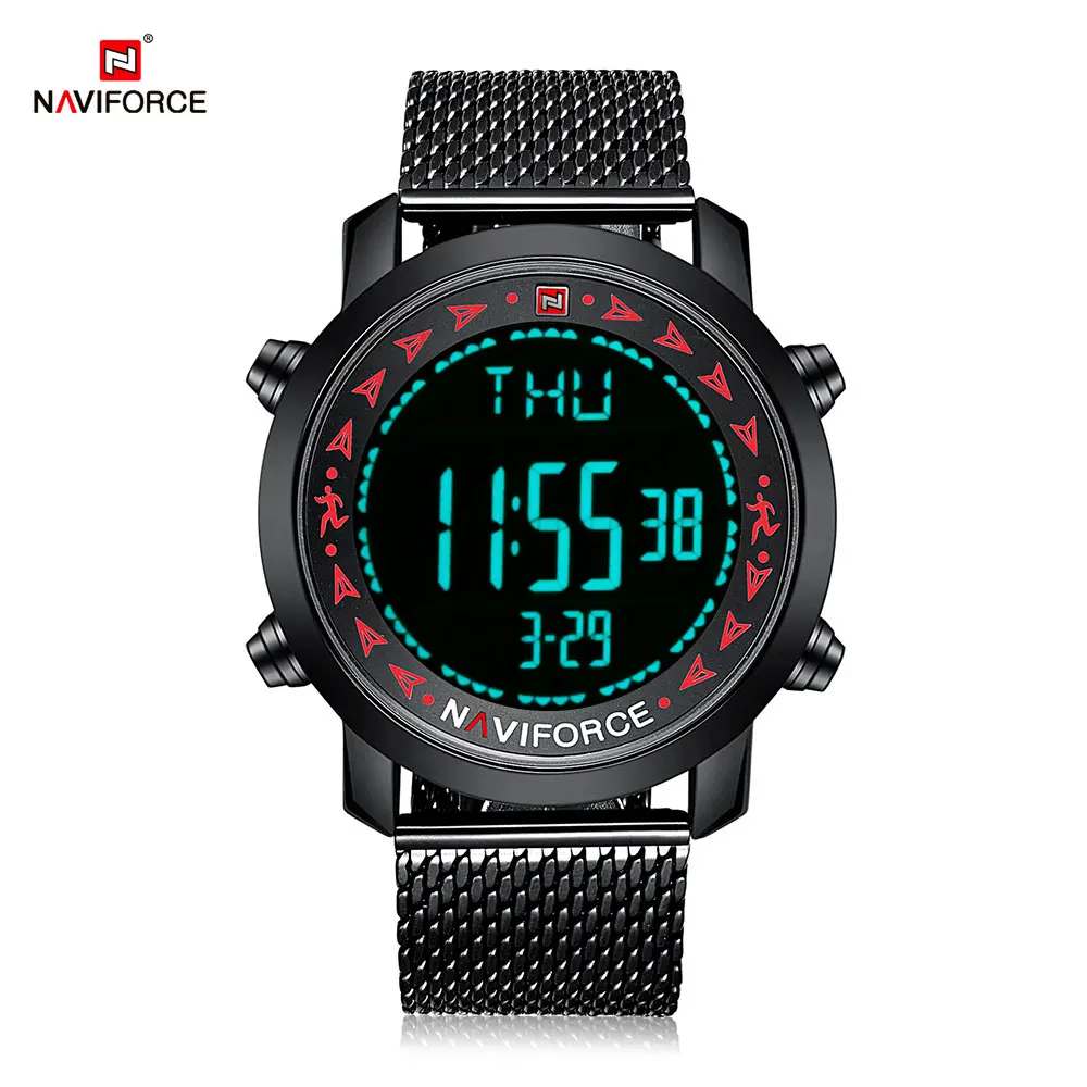 

NAVIFORCE 9130 Male Digital Watch Stopwatch Wire Belt Backlight Calender Display Wristwatch For Men 5 Colors Available