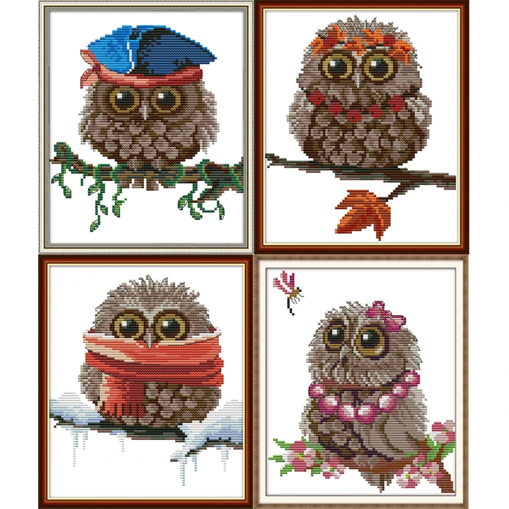 Nkf Owl Animal Cross Stitch Kits Embroidery Needlework Set 11ct 14ct Chinese Cross Stitch Pattern For Home Decor Package Aliexpress