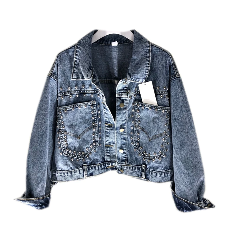 Lâche Printemps Nouveau En Han Clouer Poche Paragraphe Veste Lourd Femmes Édition De Chart Jean Bref 2019 See Mode Manteau rrwFdZ