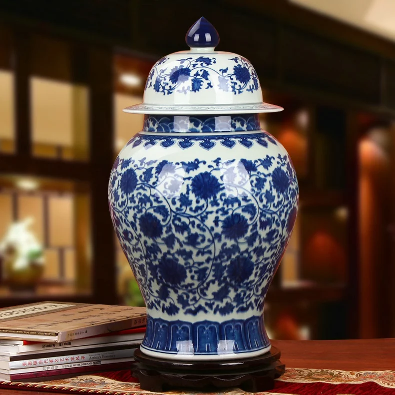 Китайский династия Qing винтажная фарфоровая ваза Имбирные Баночки синяя и белая