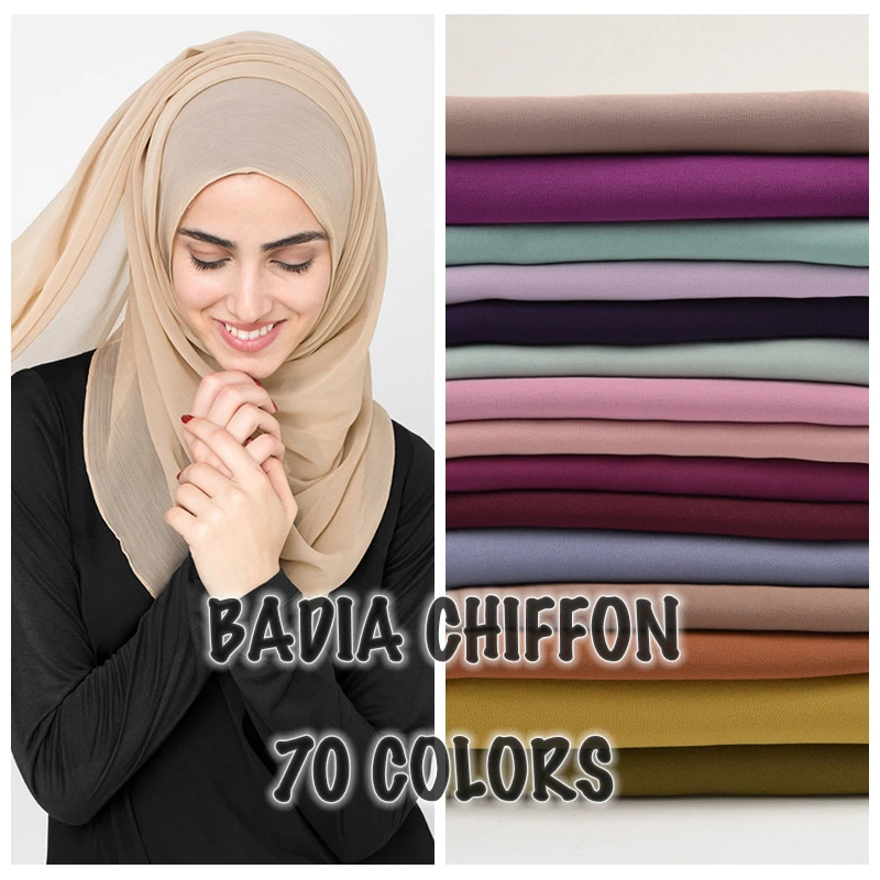 Womens Plain Bubble Chiffon Hijab islamische muslimische Turban-Schal-Tücher De