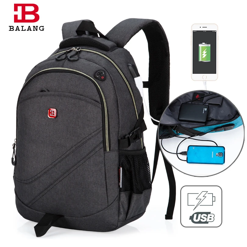

BALANG Men 15.6 inch Laptop Backpack School Business Computer Dayback Women Travel Bag External Charging USB Collage School Bags