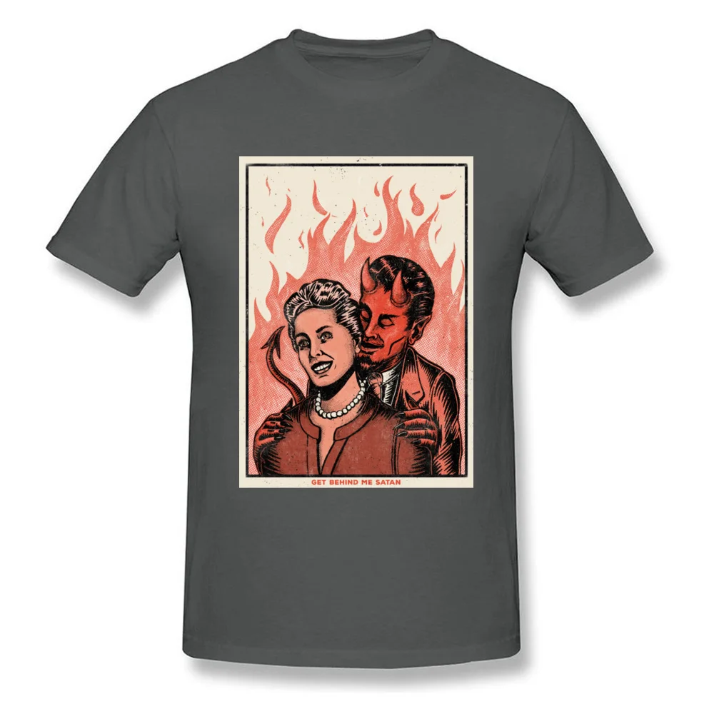 Get Behind Me Satan Top T-shirts Short Sleeve Cool Retro Men NEW YEAR DAY Tops & Tees Cool Tee Shirt O Neck 100% Cotton Get Behind Me Satan carbon