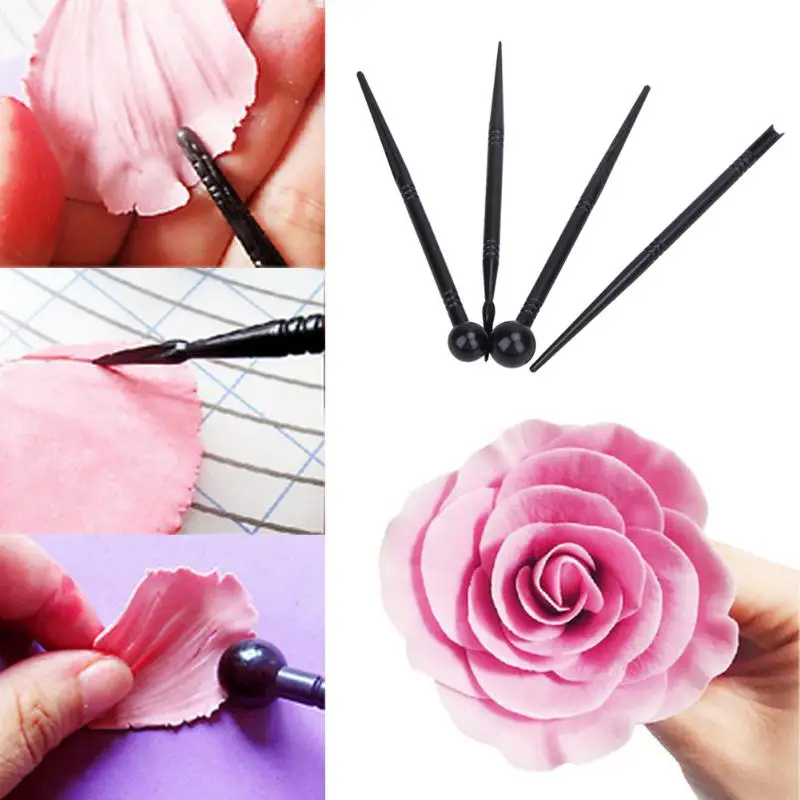 

4PCS/Set Useful Bakeware Carved Pens Gadgets Simple DIY Flower Modelling Tool Fondant Biscuits Cake Molds Cake Decorating Tools