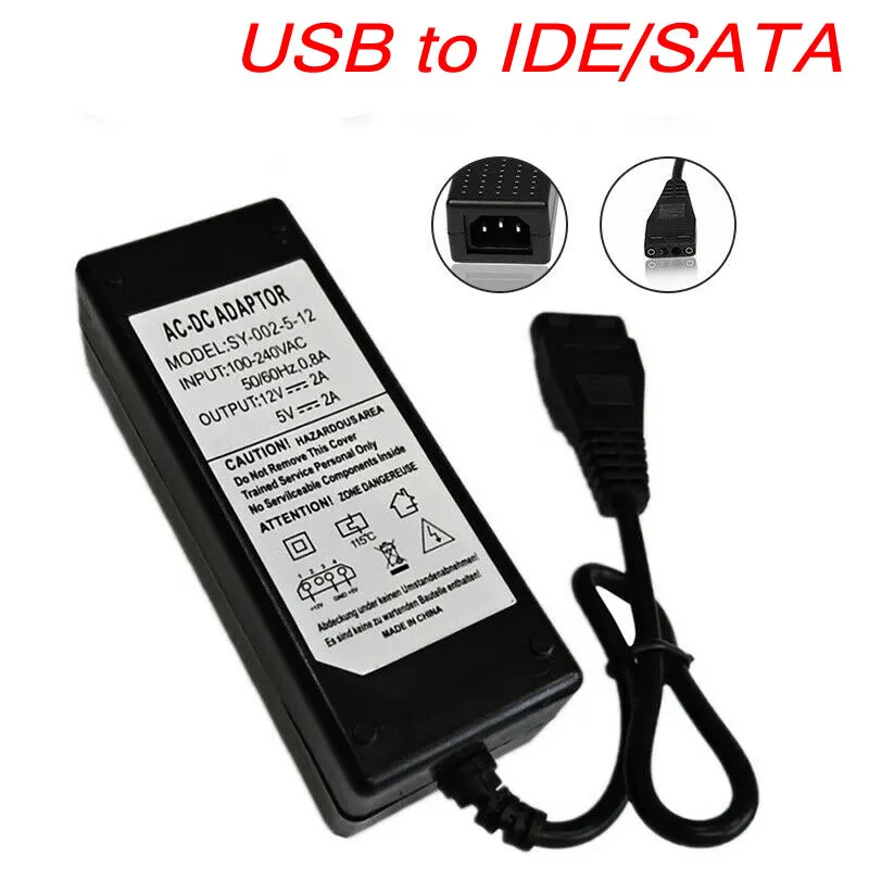 

12V/5V 2.5A USB to IDE/SATA Power Supply Adapter Hard Drive/HDD/CD-ROM AC DC