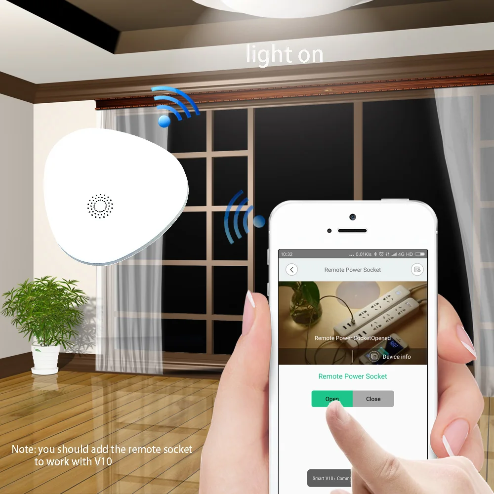 WOFEA Smart V10 wifi home security alarm system wifi control socket RF 433 remote control switch linkage sensors function