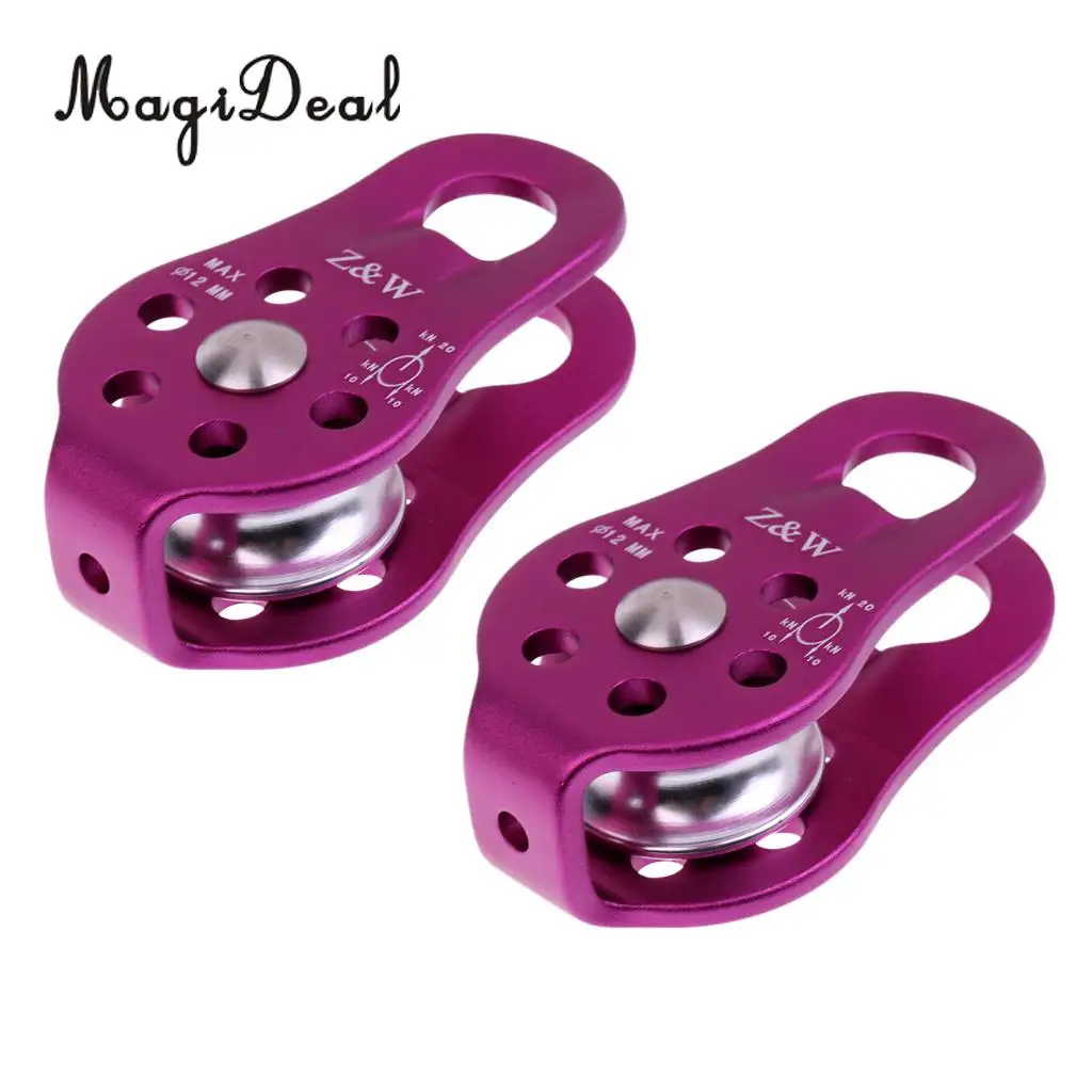 MagiDeal Durable 2Pcs 20KN Fixed Rock Climbing Rope Pulley Rappelling Arborist Rigging for Mountaineering Survival Equipment