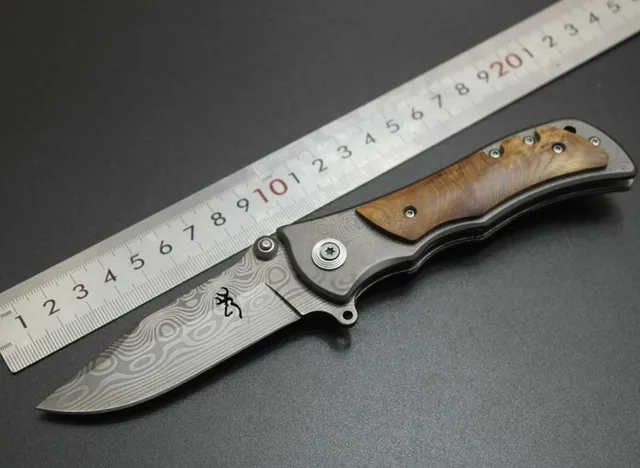 Brownin Folding Knife 10 Stainless Steel Damascus tattoo Camping ...