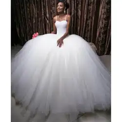 Роскошный жемчуг Африканские свадебные платья 2019 бальное платье бретельках без рукавов со шнуровкой белые кружевные свадебные платья HS175