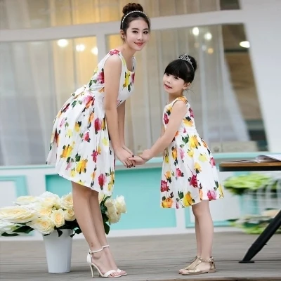 Parent child dress beach dress and install new summer 2016 han edition floral vest beach parent