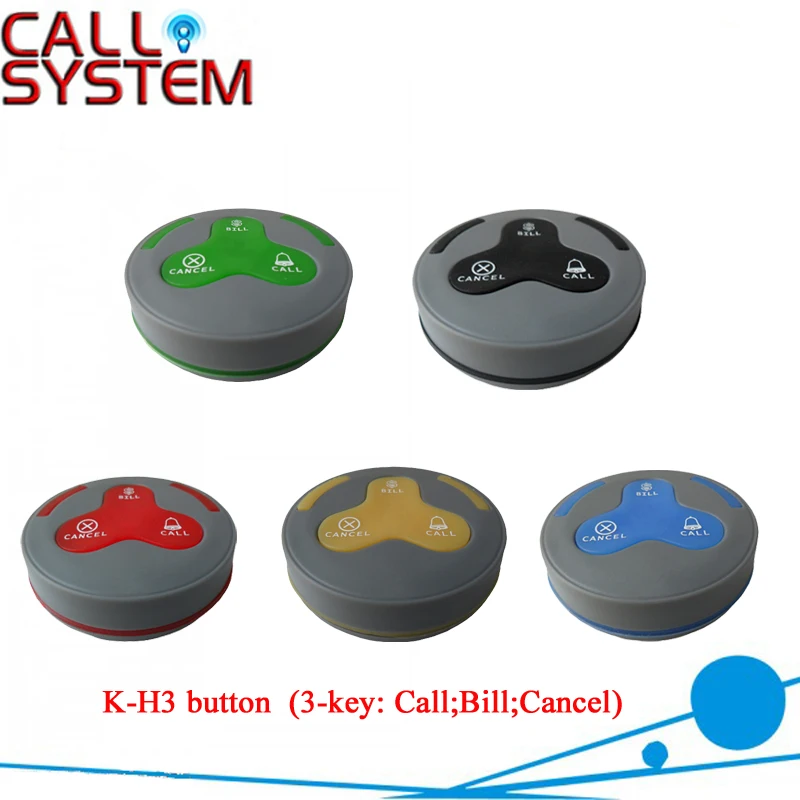 

Electronic wireless paging system K-H3 colorful button 3-key (CALL;BILL;CANCEL)