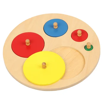 

candice guo wood toy Montessori AIDS early development educational wooden kid circular panel shape macth game catching board 1pc