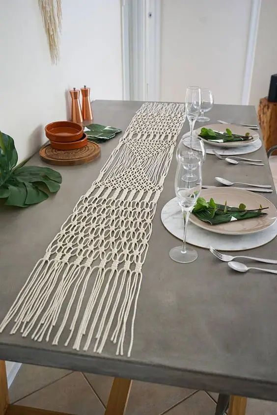 

Macrame table runner-Christmas runners handmade boho style wedding runners BEIGE COLOR customized size home deocration