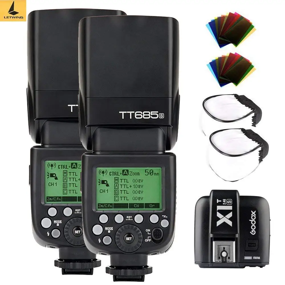Godox 2 шт. TT685S TTL HSS 4G Вспышка для камеры высокая скорость 1/8000s GN60 lite с X1T-S передатчик