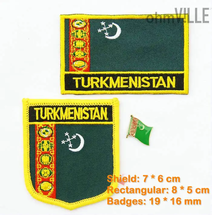 Turkmenistan Flag Patch Iron On Patches - 100% Quality Guarantee Embroidered + Free Shipping | Дом и сад