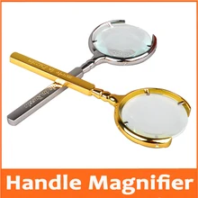Горячий подарок на день рождения 5X прямая ручка ручная Лупа с золотой серебряный цвет Газета чтения стеклянная лупа для старого человека