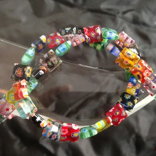 8MM 96Pcs "Square Shape" Glass Coloured Glaze Crystal Loose Strands