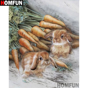 

HOMFUN Full Square/Round Drill 5D DIY Diamond Painting "Rabbit carrot" 3D Embroidery Cross Stitch 5D Home Decor A16686