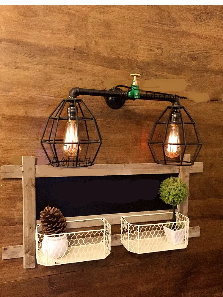 

restaurant minimalist Scandinavian Water pipes wall lamp light source lamp art theme American retro iron light SG19